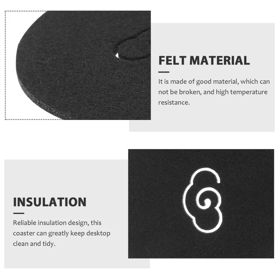 50Pcs Black Felt Coasters for Quiet Environment with Heat Insulation and Furniture Protection - Image 2