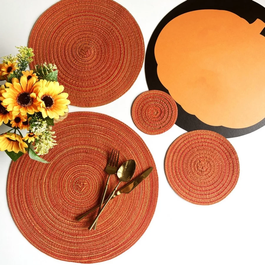 Round Placemat Modern Solid Color Heat Resistant Non slip Heat Insulation Dining Table Decoration Pad Coaster Kitchen Supplies - Image 2