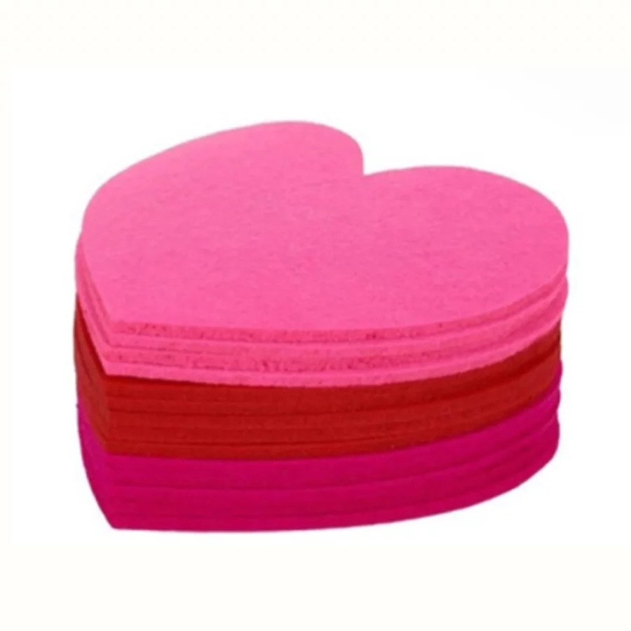 Heart Coaster Set of 10 Modern Valentine's Day Felt Drink Coasters Heat Resistant Cup Mat for Home Decor