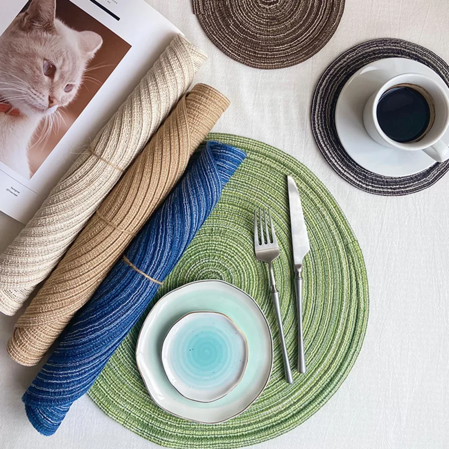 Round Placemat Modern Solid Color Heat Resistant Non slip Heat Insulation Dining Table Decoration Pad Coaster Kitchen Supplies - Image 2