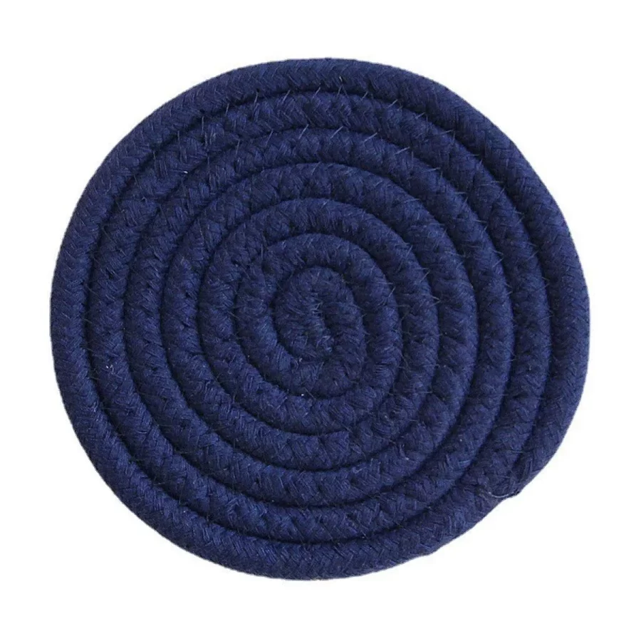 4Pcs Coasters Heat-Resistant Cotton Woven Coaster Set for Tabletop Protection Suitable-4.33inch,Dark Blue