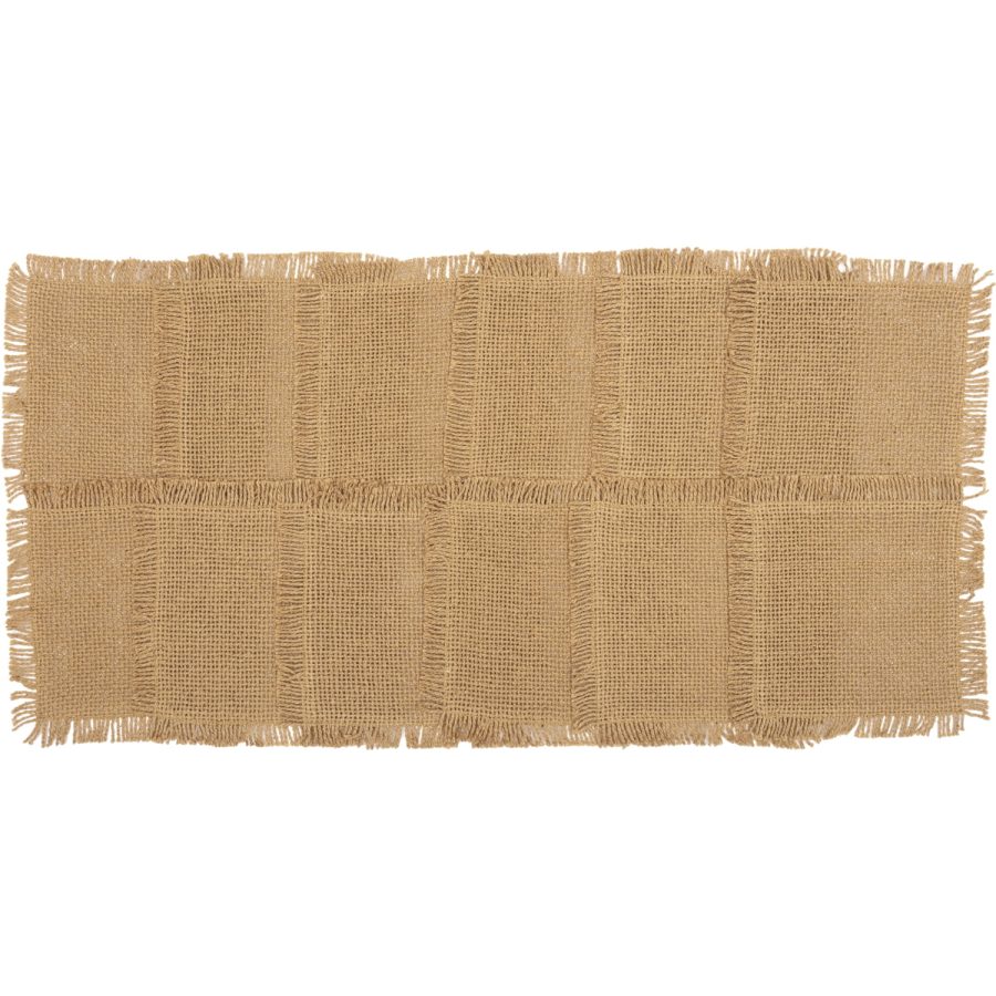 Burlap Solid Color Cotton Farmhouse Tabletop Kitchen Square Coaster Set of 12, Natural Tan - Image 2