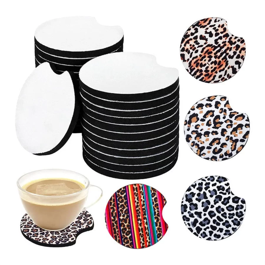 40PCS Sublimation Blanks Car Coasters,Sublimation Coasters Blanks 2.75 Inch/3mm Thicker