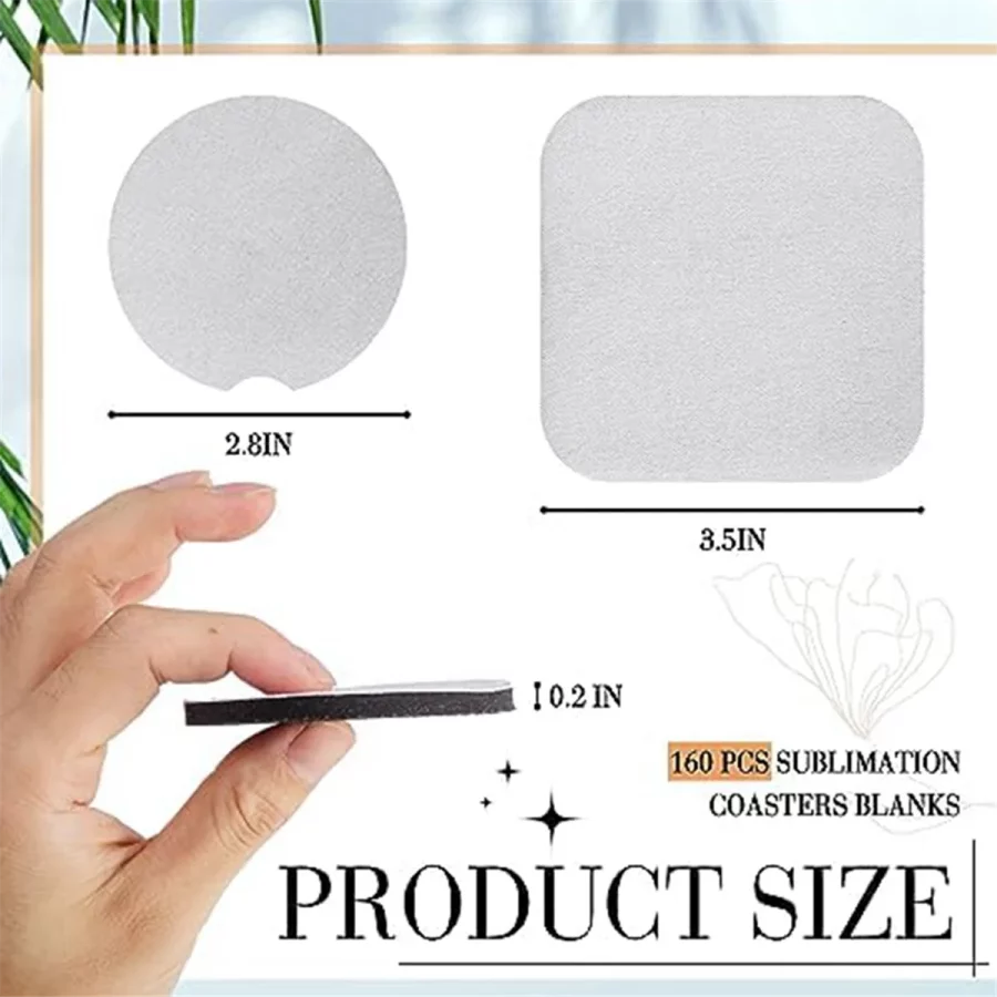 160 PCS Sublimation Coasters Blank 2.8 Inch Round Blank Coasters for Sublimation DIY Crafts Painting Heat Transfer Gifts - Image 2