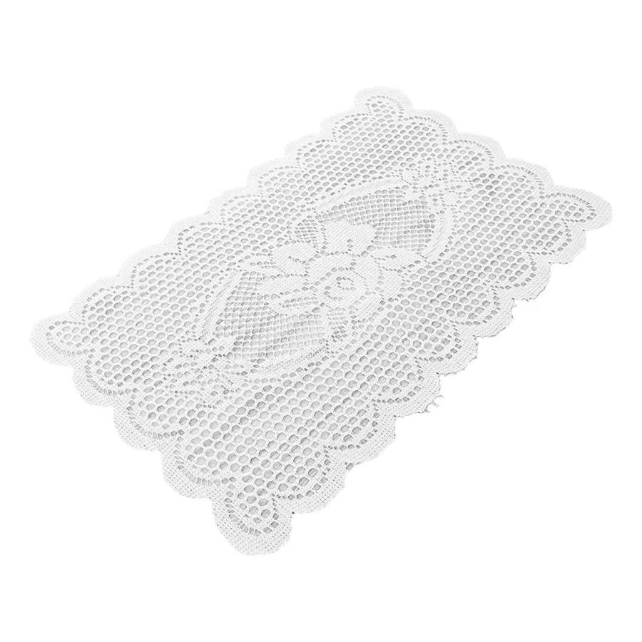 Table Mat Non-slip Elegant Embroidered Flower Solid White Color Nordic Style Lace Cup Coaster Bowl Cushion Home Decor (Square)
