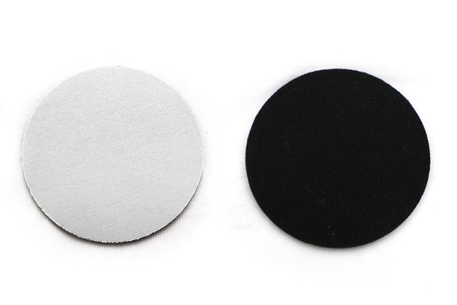 6 Pieces Sublimation Blank White & Black Rubber Base Fabric Surface Round Coasters 1/8" Thick Blank Heat Press Thermal Transfer Dye Coated - Image 2